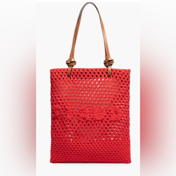 STAUD Handbags - STAUD CROCHET PORTE TOTE BAG IN TOMATO RED—NWT
